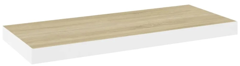 326576 vidaXL Raft de perete suspendat, alb și stejar, 60x23,5x3,8 cm, MDF