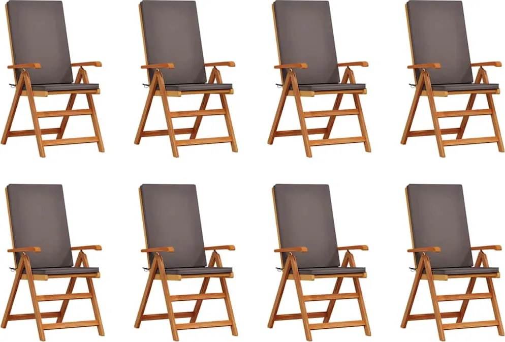 vidaXL Scaun pentru Grădină 8 pcs Maro și gri 57 x 71.5 x 104 cm