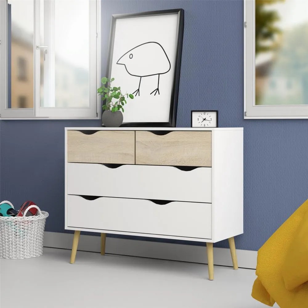 Comoda alba OSLO 75395 cu 4 sertare