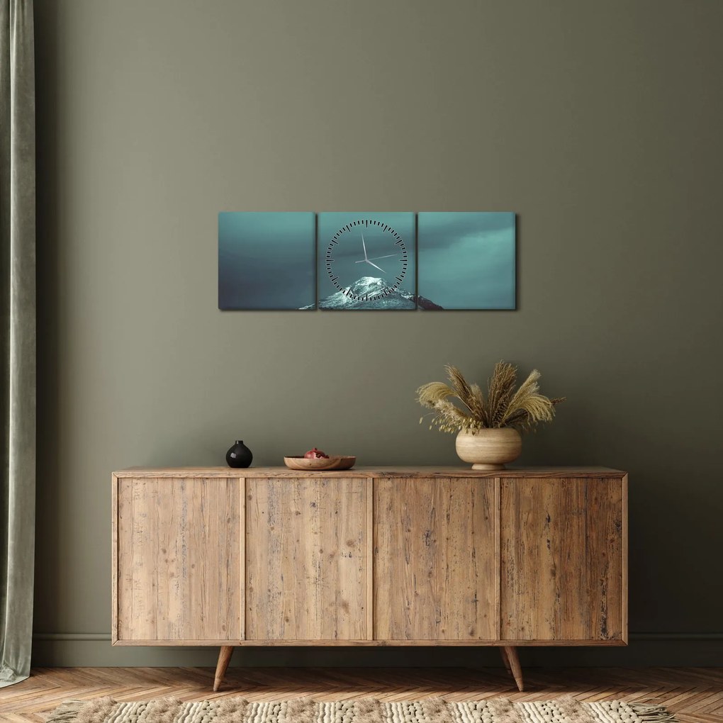Tablou cu munți (cu ceas) (90x30 cm)