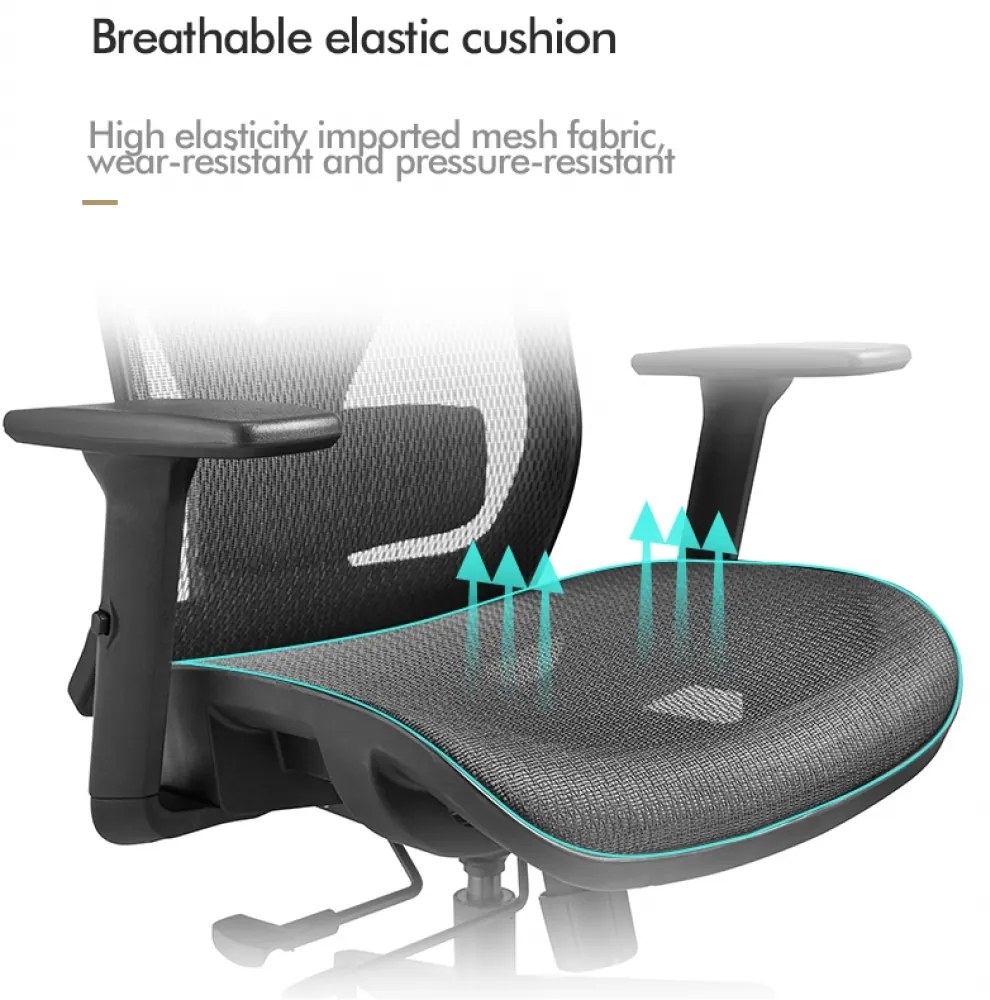 Scaun de birou ergonomic Mike-H, Full Mesh, Negru,