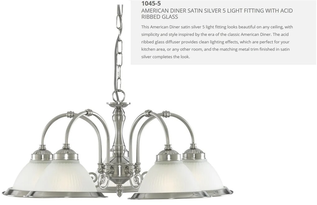 Lustra suspendata stil clasic American Diner 5L argintiu 1045-5 SRT
