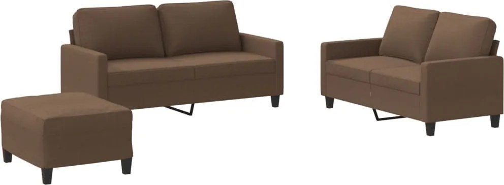 vidaXL Set de canapele cu perne, 3 piese, maro, textil