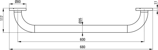 Vital Bară de susținere cu montare pe perete - 60 cm Finisaj: Oțel periat NIV_041C