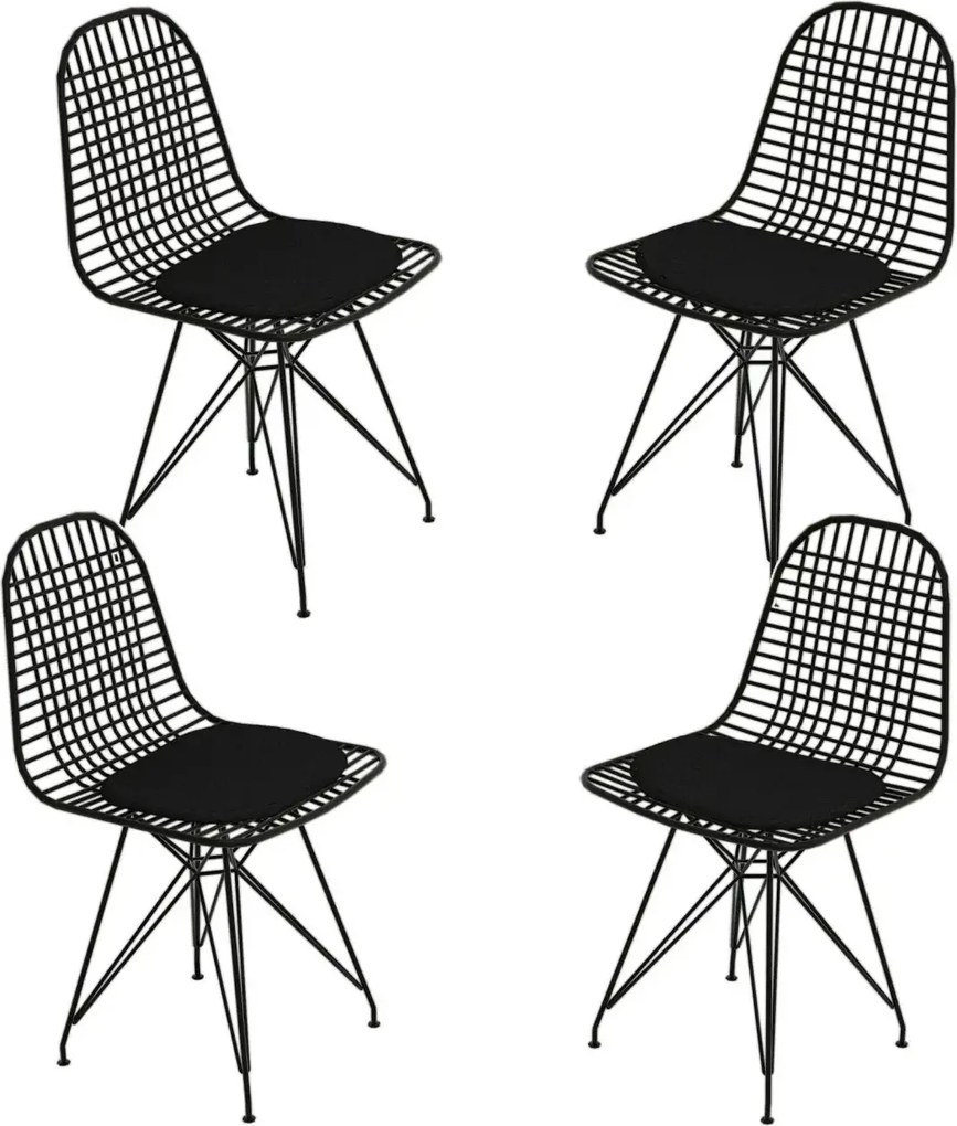 Set 4 scaune metal, Dining Homs, negru 80 x 42 x 45 cm