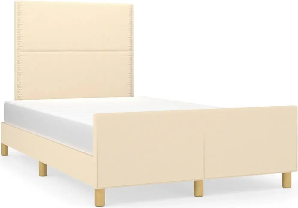 vidaXL Cadru de pat fără saltea, crem, 120x200 cm, textil