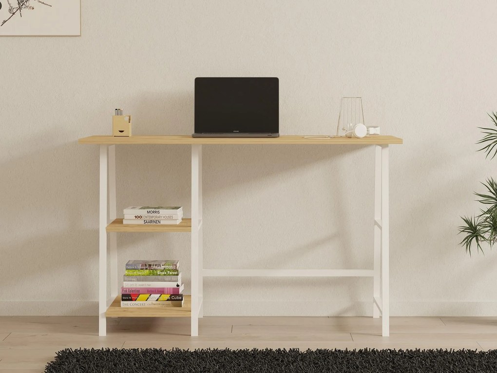 Set mobilier birou Daborotta (Stejar zafir + alb). 1107152