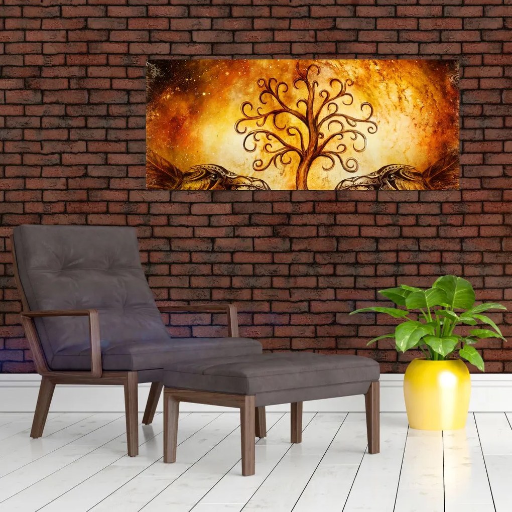 Tablou natural abstract cu copac (120x50 cm)
