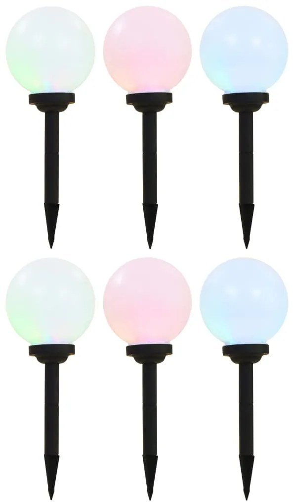vidaXL Lămpi solare de exterior, 6 buc., 20 cm, RGB, sferic, LED