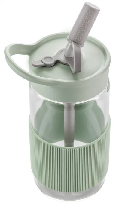 Sticla Buydeem CD1017-CG, 500 ml, Pai incorporat, Rezistenta la scurgeri, Sticla rezistentă la caldura pana la 150°C, Fara BPA, Verde