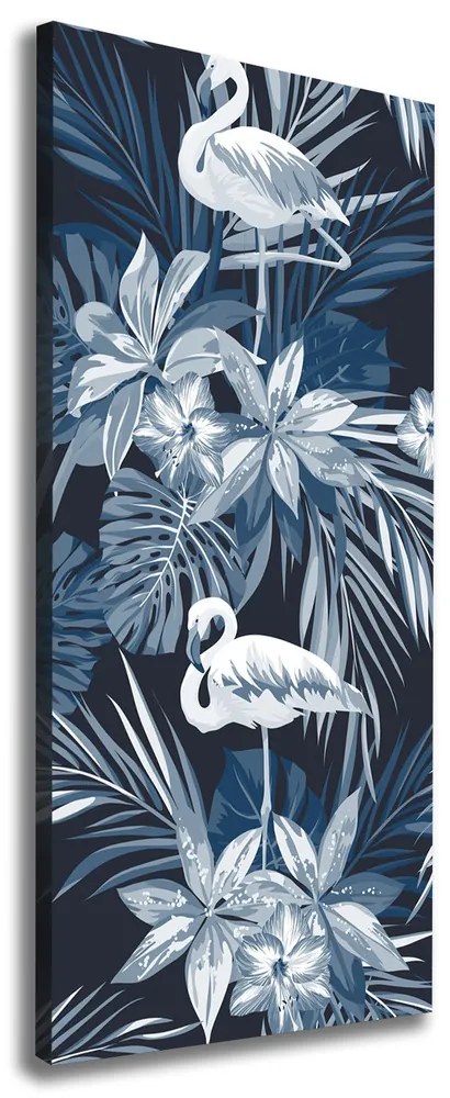 Tablou pe pânză canvas Flori și flamingo