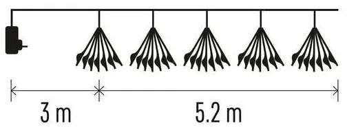 Ghirlandă LED de Crăciun, 300 LED, 5,2+3 m, alb cald