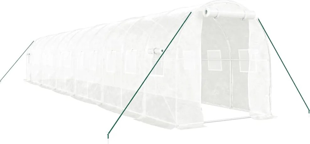 vidaXL Seră cu cadru din oțel, alb, 24 m², 12x2x2 m