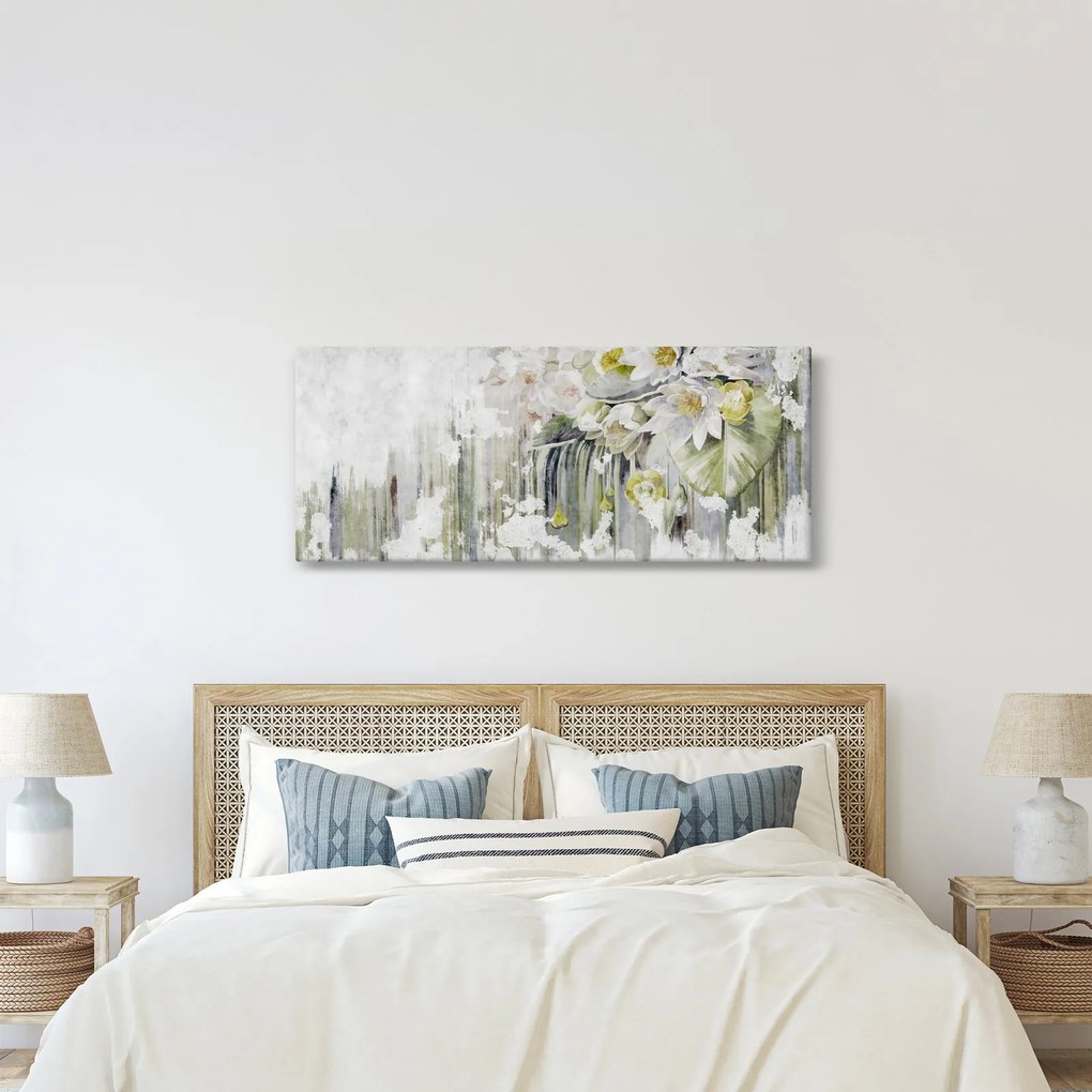 Tablou - Flori albe, vintage (120x50 cm)