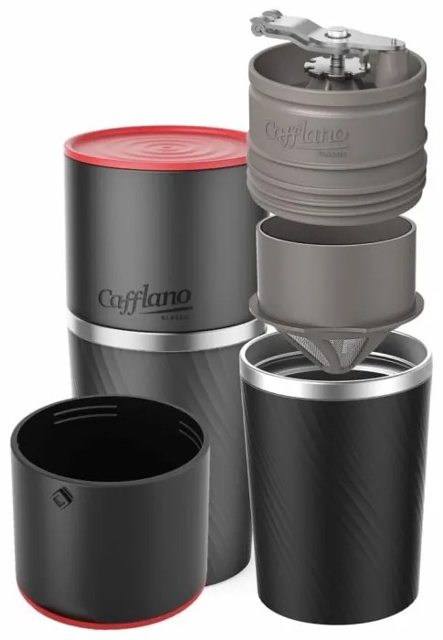 Aparat de cafea de voiaj Cafflano Classic (negru) + râșniță