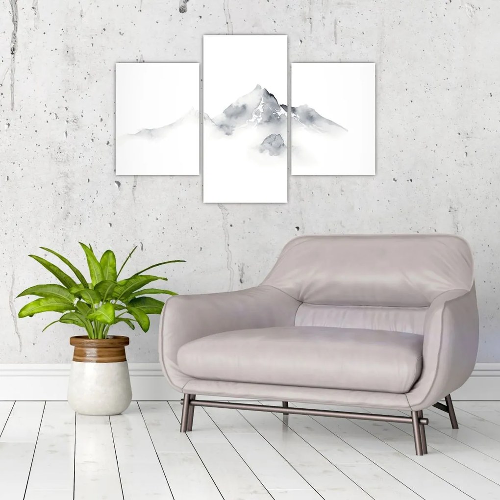 Tablou - Pictură cu cerneală de munți (90x60 cm)