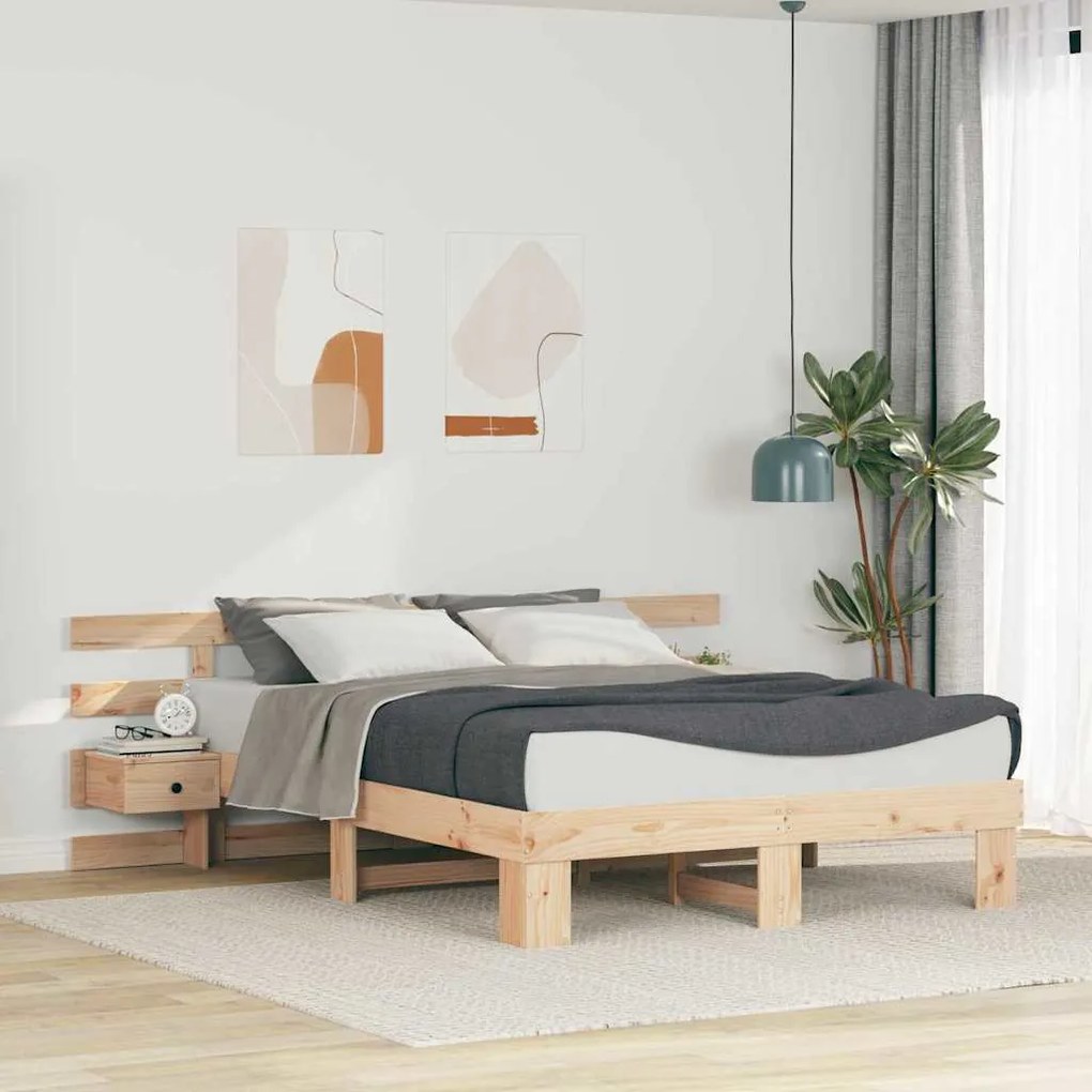 vidaXL Cadru de pat cu sertar Maro 140 x 200 cm