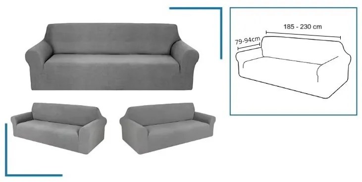 Husa elastica pentru canapea cu 3 locuri CORDA Culoare: Gri