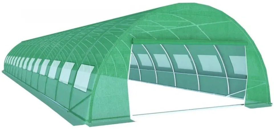 Solar de grădină, 5x14 m, 70 m², cadru din oțel, țeavă galvanizată, folie PE armată, 24 ferestre rulante, rezistent la UV, impermeabil, Verde, GH514,
