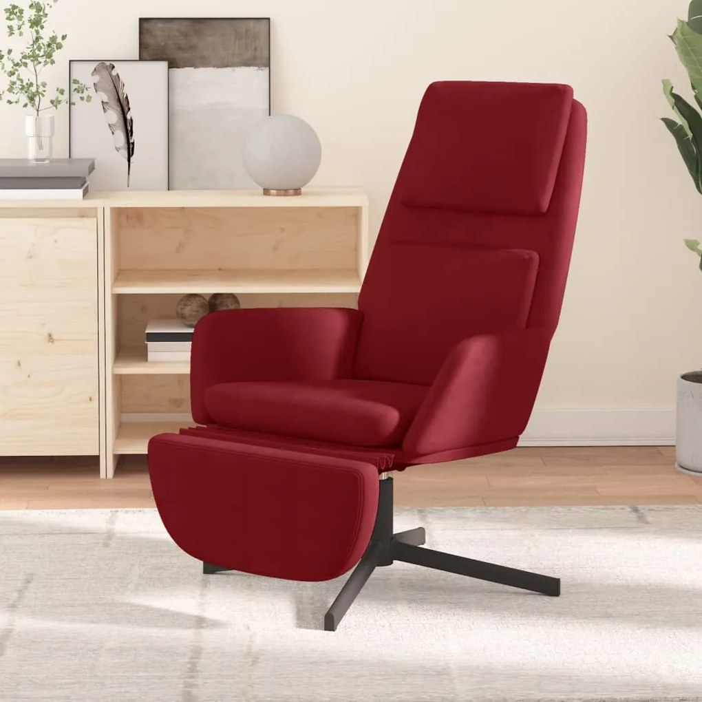 3097814 vidaXL Scaun de relaxare cu taburet, roșu vin, catifea