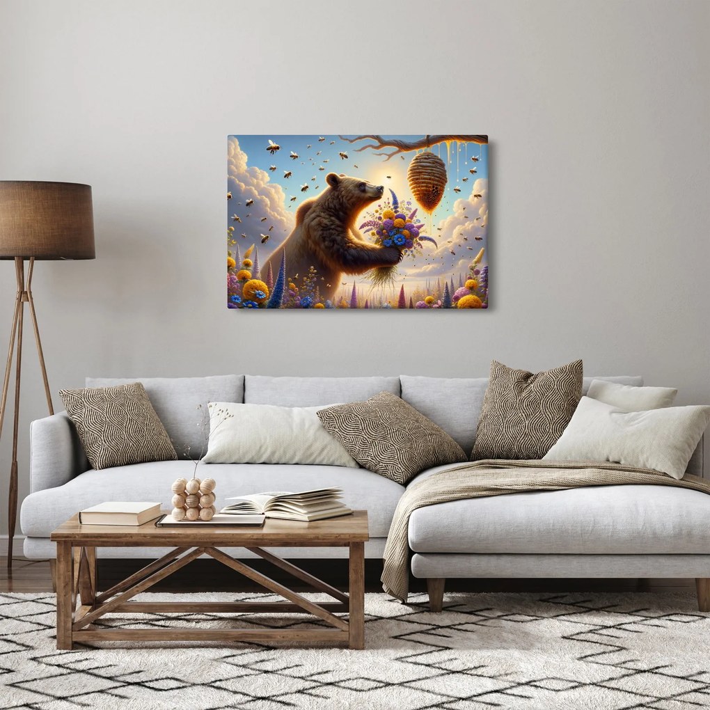 Tablou - Ursul și albinele (90x60 cm)