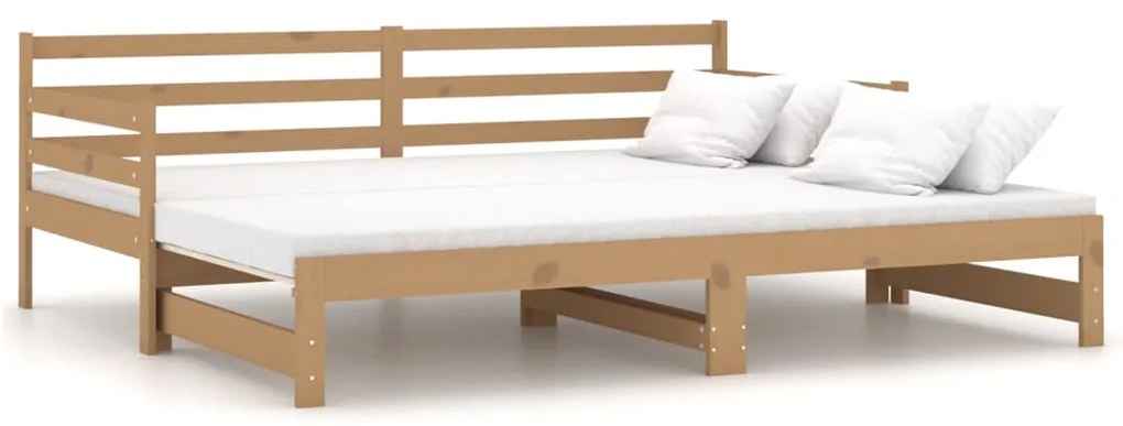 806958 vidaXL Pat extensibil de zi, maro miere, 2x(90x200) cm lemn masiv pin