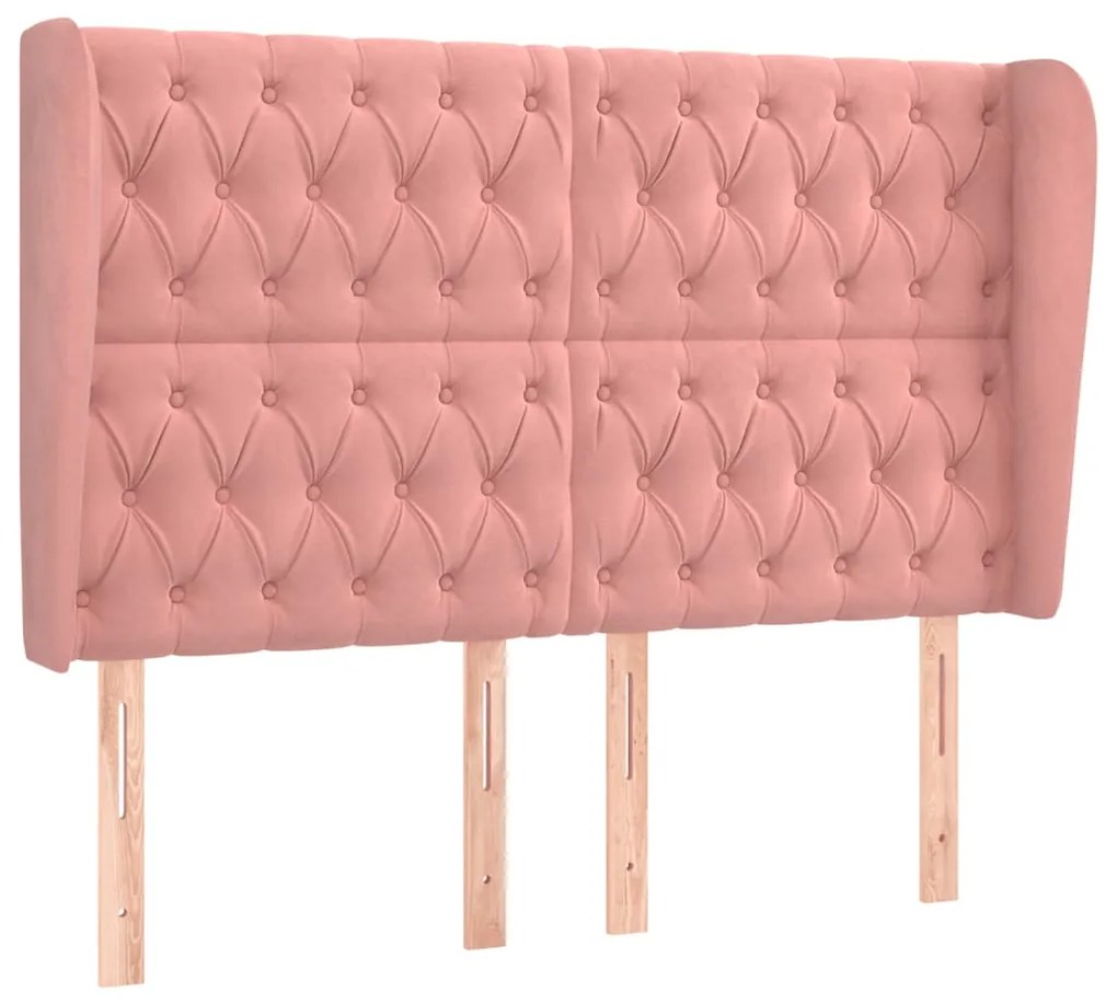 3118351 vidaXL Tăblie de pat cu aripioare, roz, 163x23x118/128 cm, catifea