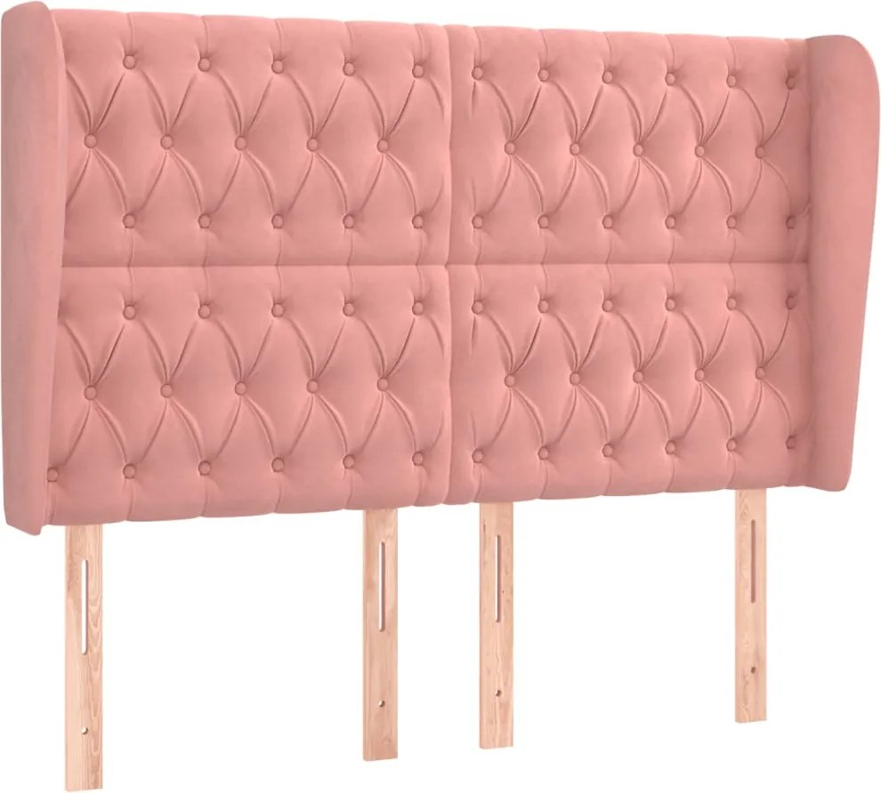 vidaXL Tăblie de pat cu aripioare, roz, 163x23x118/128 cm, catifea