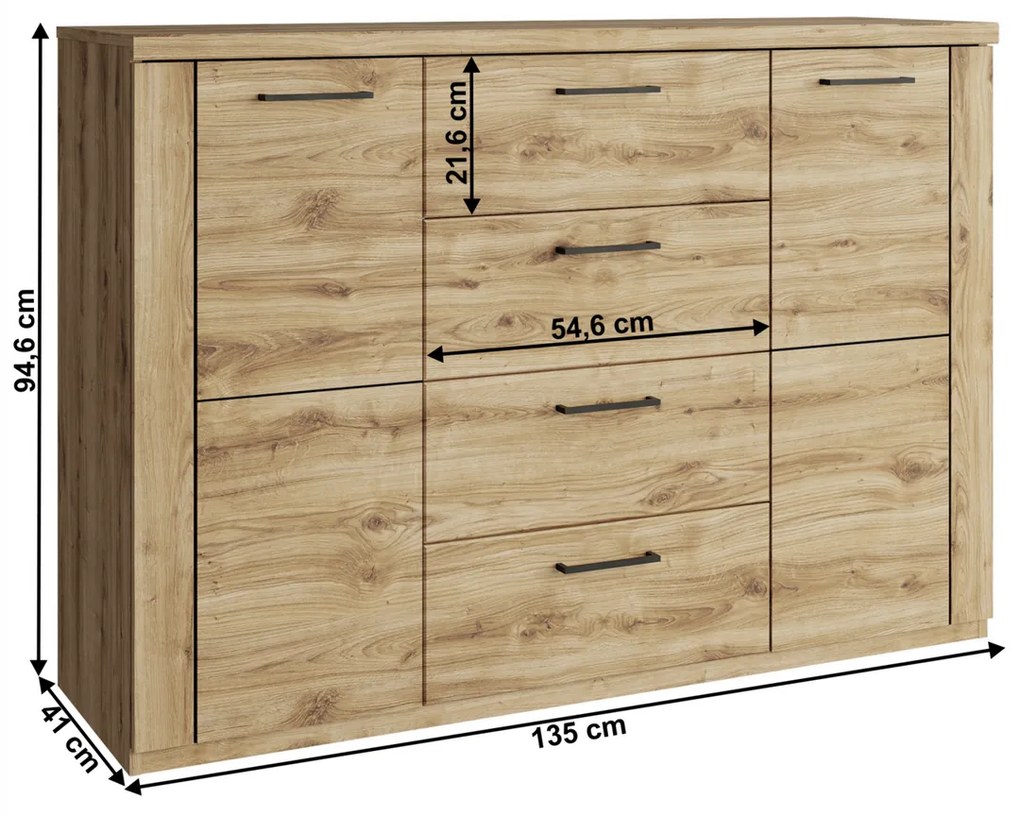Cabinet DORSI 2D4S, stejar Navarra