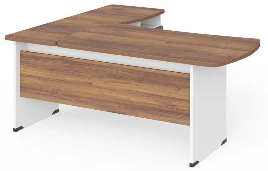 Statie de lucru de colt Manager 180 x 160 cm, dreapta, nuca warmia / alb
