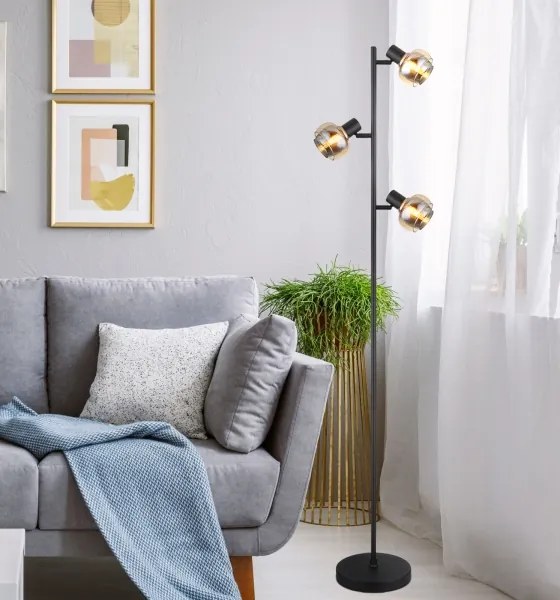 Globo 54309SB - Lampadar TOKKI 3xE14/40W/230V negru