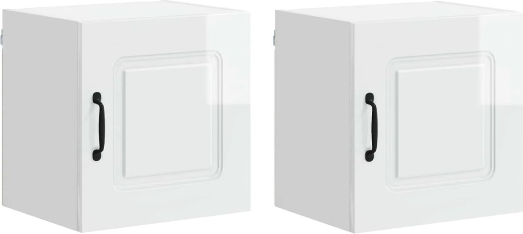 vidaXL Dulap de bucătărie Kalmar 2 pcs Alb lucios 40 x 31 x 40 cm