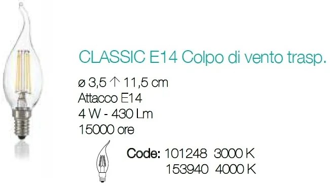 Bec LED E14 4W COLPO DI VENTO 3000K 101248