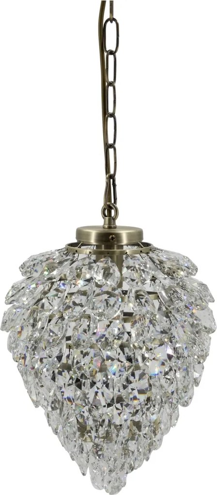 Candelabru din alamă antichizată cu prisme de cristal în cascadă, 35x26 cm, „Versailles"