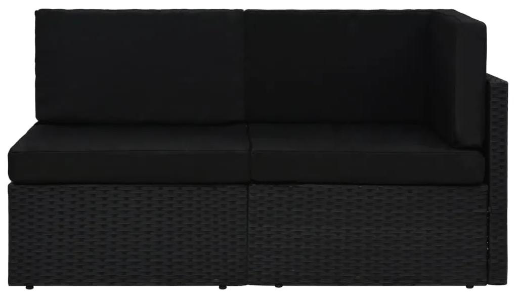 Canapea modulara cu 2 locuri, negru, poliratan 1, Negru, Canapea de centru + canapea de colt