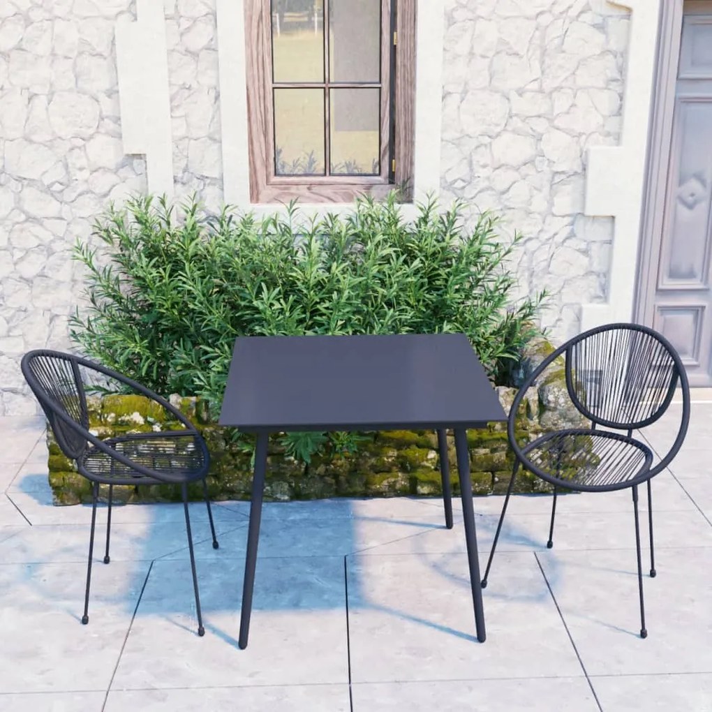 3060219 vidaXL Set mobilier de exterior, 3 piese, negru, ratan PVC