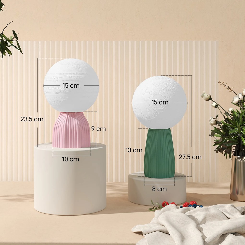 Set de lămpi de birou HOMCOM în stil planetar, tricolor, USB, material plastic, Alb | Aosom Romania