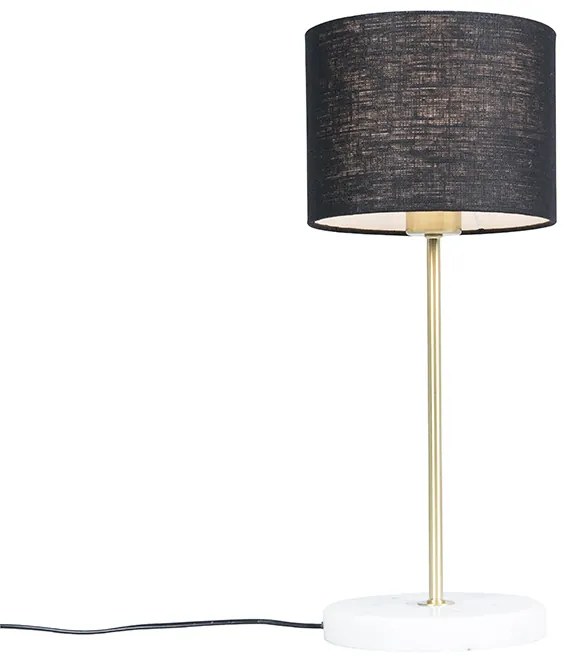 Lampă de masă din alamă cu abajur negru 20 cm - Kaso