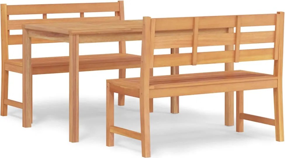 vidaXL Set de masă pentru grădină, lemn masiv de tec, 3 piese