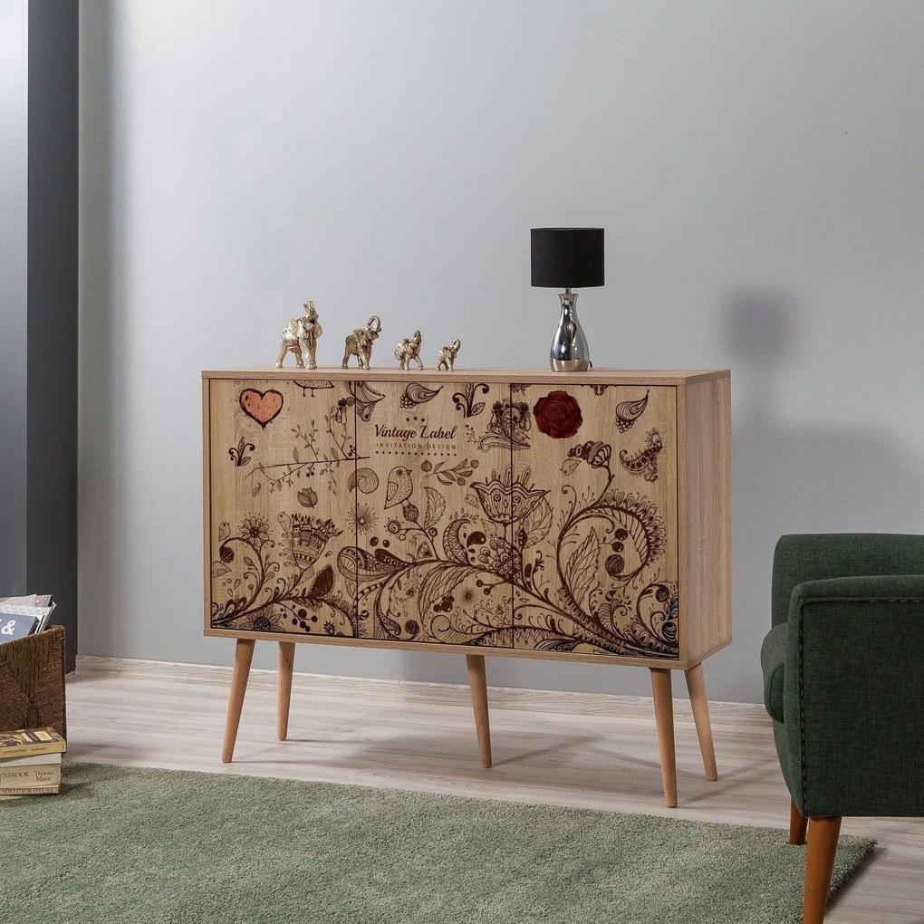 Comoda MEGA-731, stejar sonoma, PAL melaminat, 120x36x90 cm