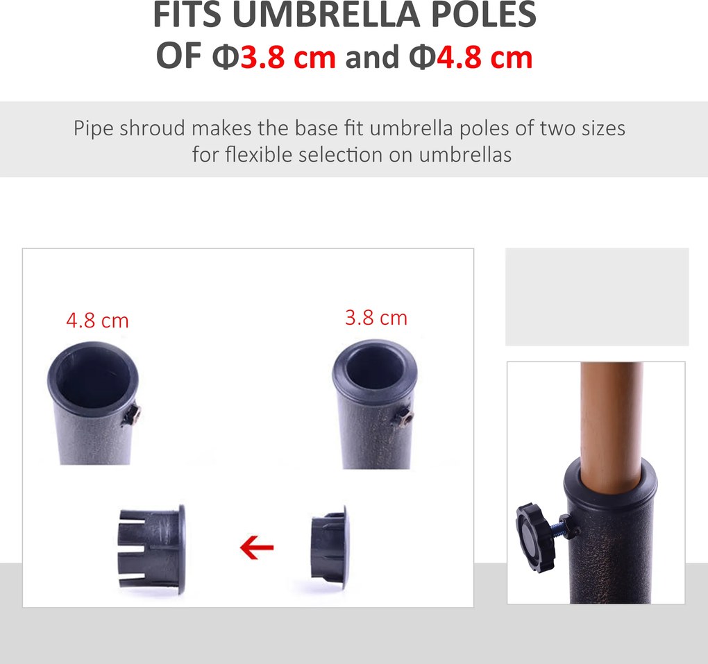 Outsunny Bază Rotundă pentru Umbrelă de Ø38 mm și Ø48 mm cu Mâner, Ø45x33 cm, Bronz | Aosom Romania