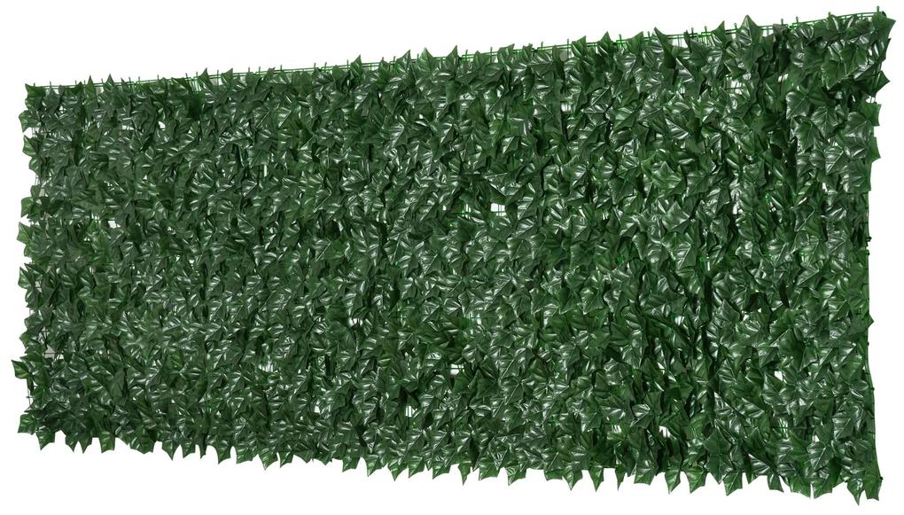Outsunny Rulou Artificial de Gard Viu din PE Anti-UV 300x100cm Frunze Verde Inchis