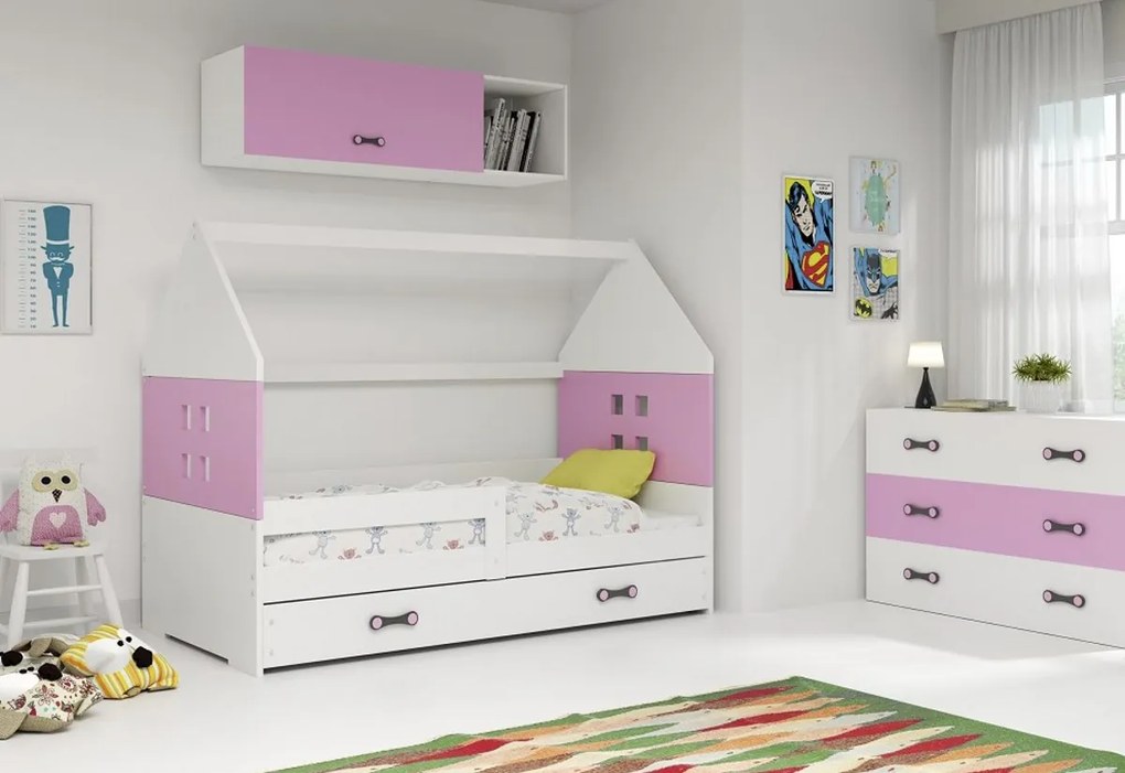 Supermobel Pat pentru copii MIDO P1 COLOR + saltea + somieră GRATIS, 80x160, alb, alb