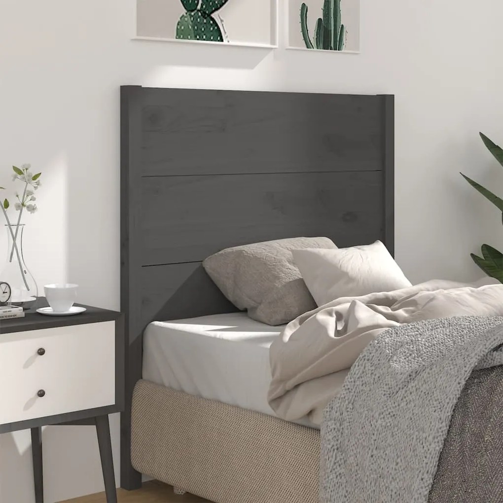 vidaXL Tăblie de pat, gri, 81x4x100 cm, lemn masiv de pin