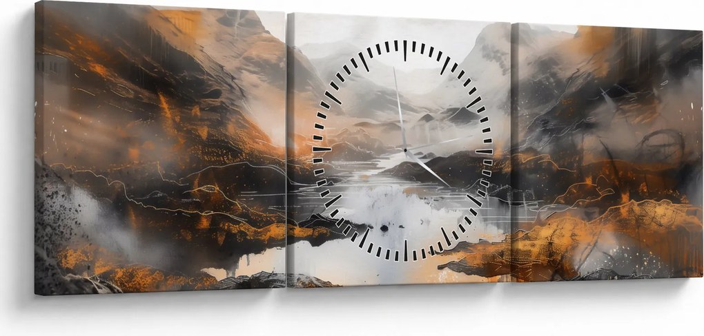 Tablou - Pictura peisajelor montane (cu ceas) (90x30 cm)