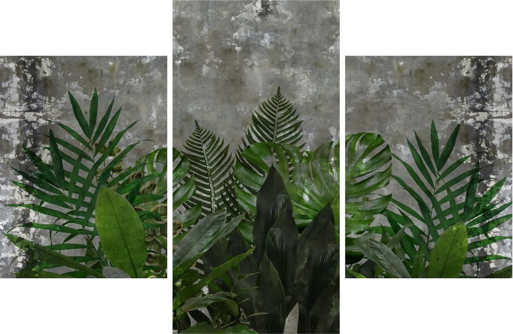 Tablou - Zid de beton cu plante (90x60 cm)
