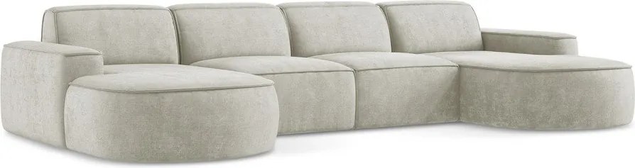 Colțar crem cu tapițerie din chenille (în formă de "U") Omao – Makamii