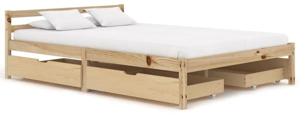3060333 vidaXL Cadru de pat cu 4 sertare, 140 x 200 cm, lemn masiv de pin