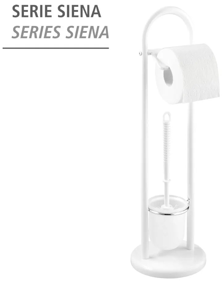 Perie de toaletă cu suport pentru hârtie Wenko Siena, alb