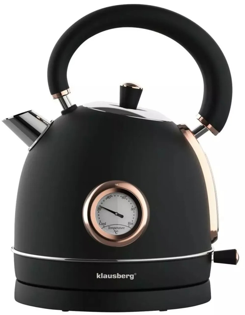 Fierbator de apa model rustic 1.8 l Klausberg KB7905 negru-auriu